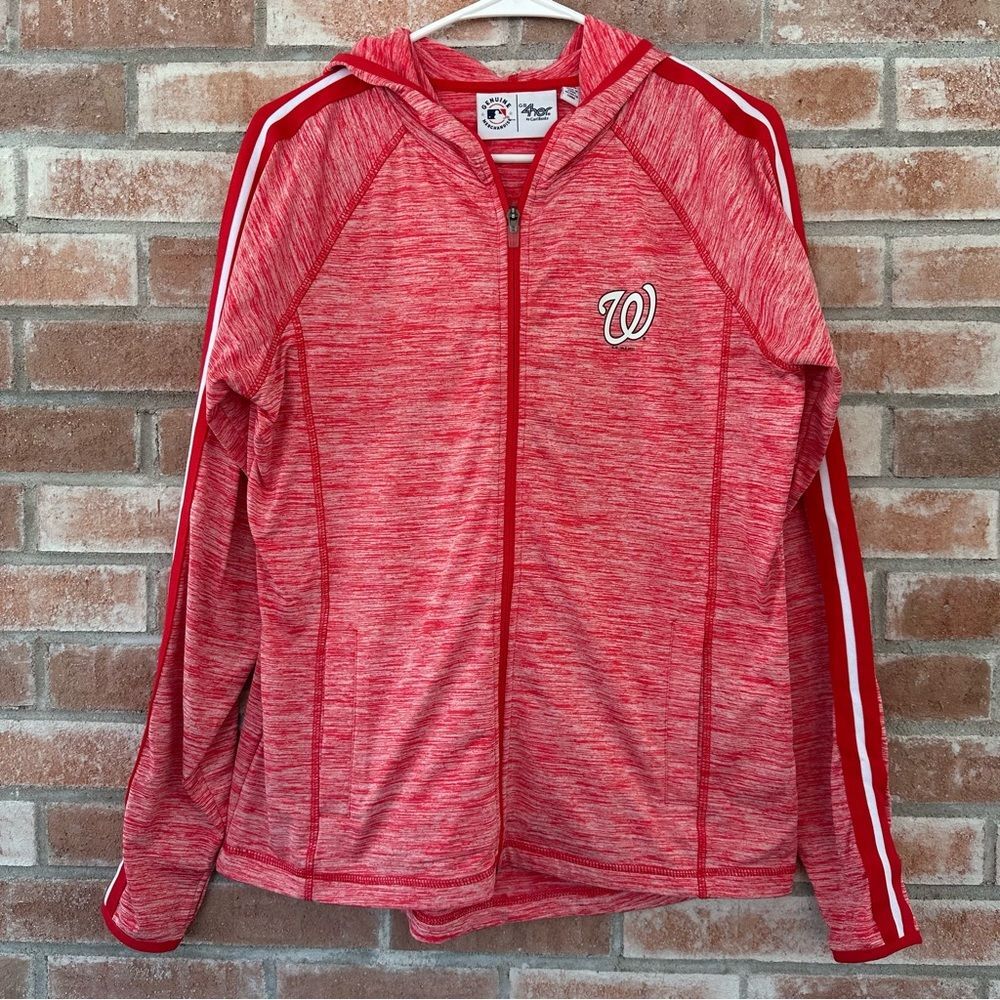 Washington Nationals Full Zip Hoodie Sweatshirt Women’s Large Baseball MLB Red